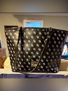 Dooney & Bourke Black Logo-Print Duffel Bag